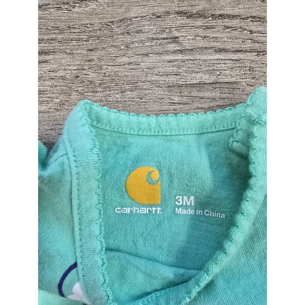 Carhartt Baby Girl Size 3 Month Short Sleeve Bodysuit My Tractor Is Pink Farm